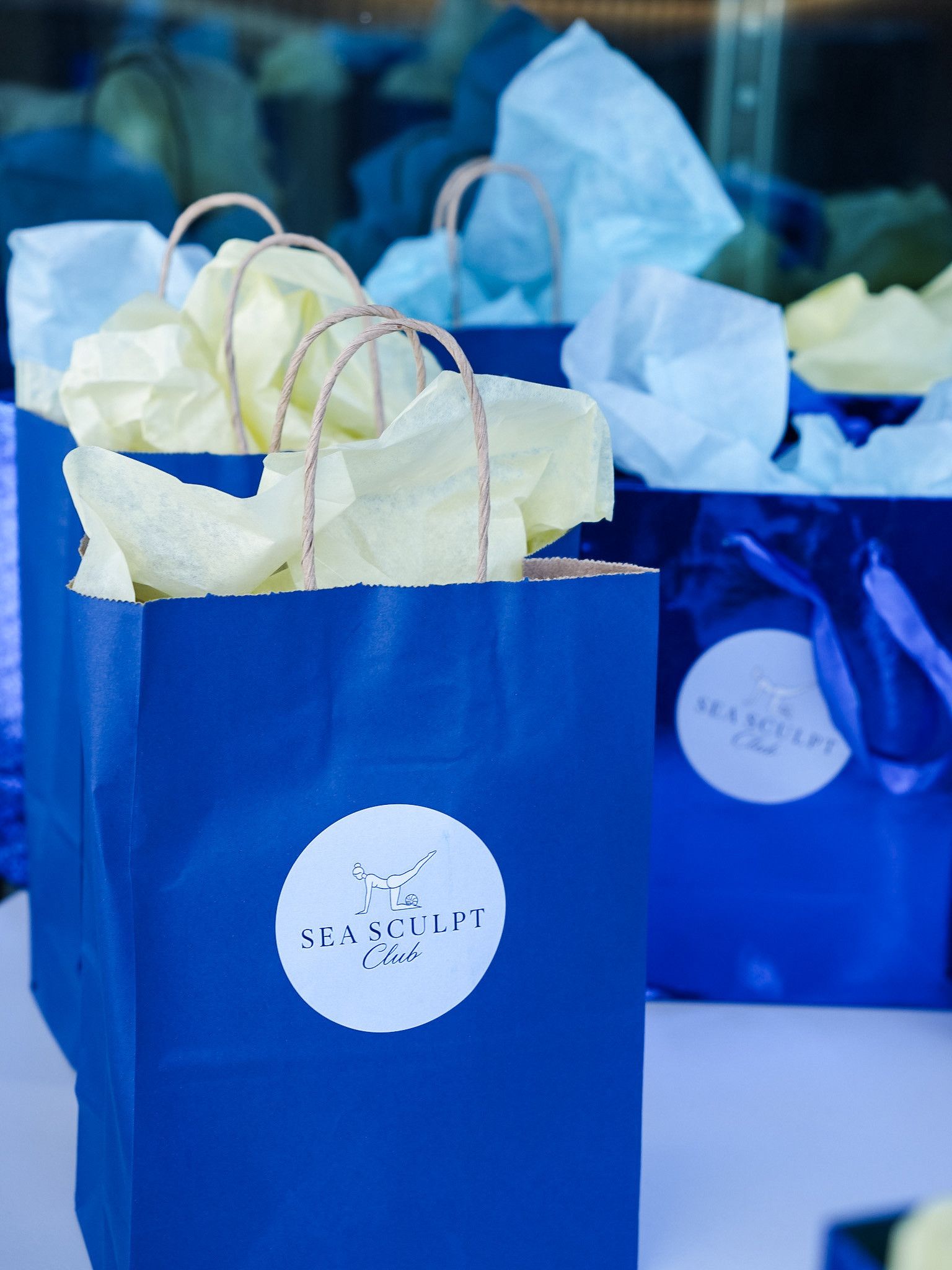 Sea Sculpt Club branded gift bags at the Wave Resort event